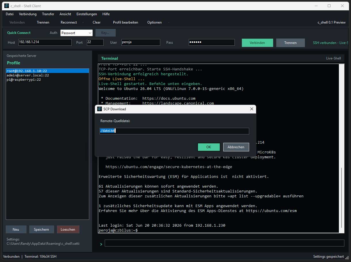 SCP/SFTP Transfer